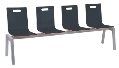 MEGAN PLUS 4, dřevěná lavice do čekárny, 4-sedák, antracit, kostra stříbrná