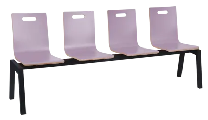 MEGAN PLUS 4, dřevěná lavice do čekárny, 4-sedák, šeříková, kostra černá