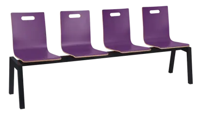 MEGAN PLUS 4, dřevěná lavice do čekárny, 4-sedák, fialová, kostra černá