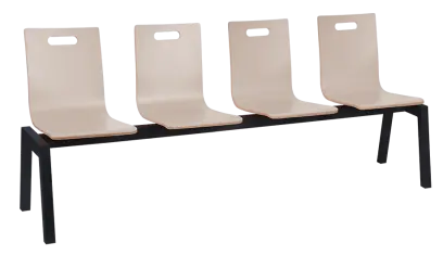 MEGAN PLUS 4, dřevěná lavice do čekárny, 4-sedák, světlá káva, kostra černá