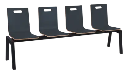 MEGAN PLUS 4, dřevěná lavice do čekárny, 4-sedák, antracit, kostra černá
