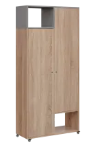 AERO 62 L skříň šatní 2-dveřová/2 niky, výsuvné ramínko, levá, 2150x1000x400, kolečka, chinchilla še