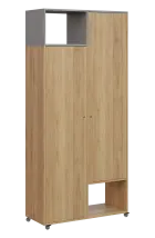 AERO 62 L skříň šatní 2-dveřová/2 niky, výsuvné ramínko, levá, 2150x1000x400, kolečka, chinchilla še