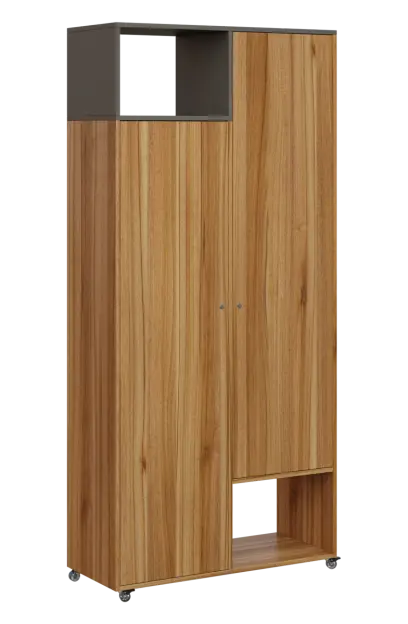 AERO 62 L skříň šatní 2-dveřová/2 niky, výsuvné ramínko, levá, 2150x1000x400, kolečka, lávově šedá/o