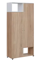 AERO 62 L skříň šatní 2-dveřová/2 niky, výsuvné ramínko, levá, 2150x1000x400, kolečka, platinově bíl