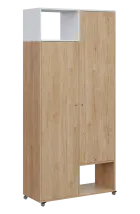 AERO 62 L skříň šatní 2-dveřová/2 niky, výsuvné ramínko, levá, 2150x1000x400, kolečka, platinově bíl