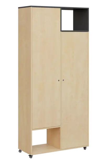 AERO 62 P skříň šatní 2-dveřová/2 niky, výsuvné ramínko, pravá, 2150x1000x400, kolečka, antracit/bří