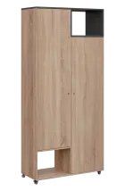 AERO 62 P skříň šatní 2-dveřová/2 niky, výsuvné ramínko, pravá, 2150x1000x400, kolečka, antracit/dub
