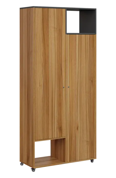 AERO 62 P skříň šatní 2-dveřová/2 niky, výsuvné ramínko, pravá, 2150x1000x400, kolečka, antracit/oře