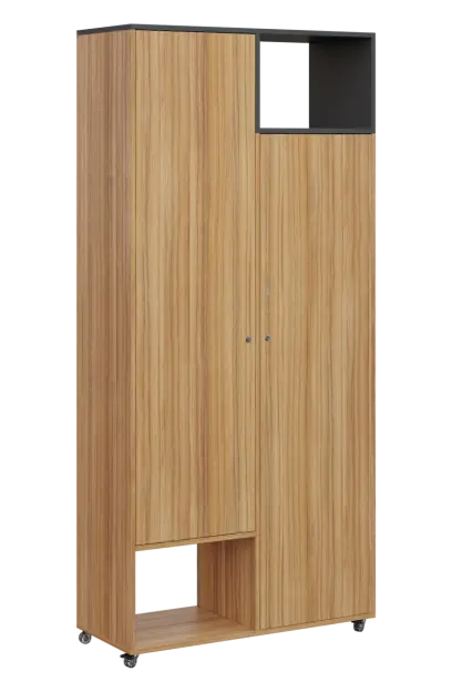 AERO 62 P skříň šatní 2-dveřová/2 niky, výsuvné ramínko, pravá, 2150x1000x400, kolečka, antracit/coc