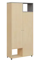 AERO 62 P skříň šatní 2-dveřová/2 niky, výsuvné ramínko, pravá, 2150x1000x400, kolečka, chinchilla š