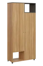 AERO 62 P skříň šatní 2-dveřová/2 niky, výsuvné ramínko, pravá, 2150x1000x400, kolečka, lávově šedá/