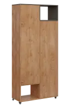 AERO 62 P skříň šatní 2-dveřová/2 niky, výsuvné ramínko, pravá, 2150x1000x400, kolečka, lávově šedá/