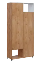 AERO 62 P skříň šatní 2-dveřová/2 niky, výsuvné ramínko, pravá, 2150x1000x400, kolečka, platinově bí