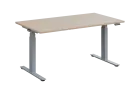 ADAPT - 160 výškově nastavitelný stůl, kovová podnož stříbrná, deska 25 mm, široký 1600 mm, bříza sv