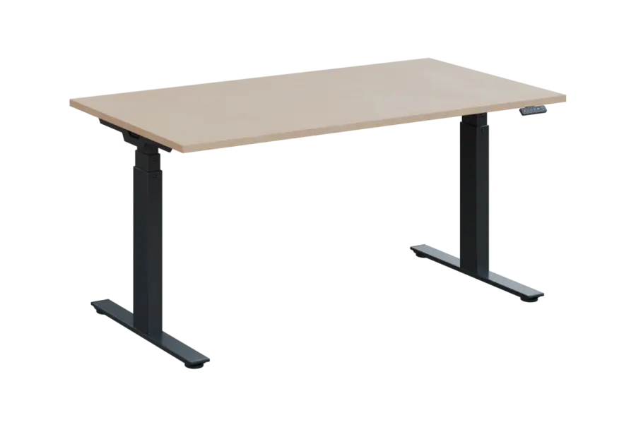 ADAPT - 160 výškově nastavitelný stůl, kovová podnož antracit, deska 25 mm, široký 1600 mm, bříza sv