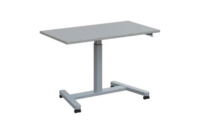 VARI MOBILE výškově nastavitelný stůl mobilní, kovová podnož stříbrná, deska 25 mm, široký 1200 mm, šedá