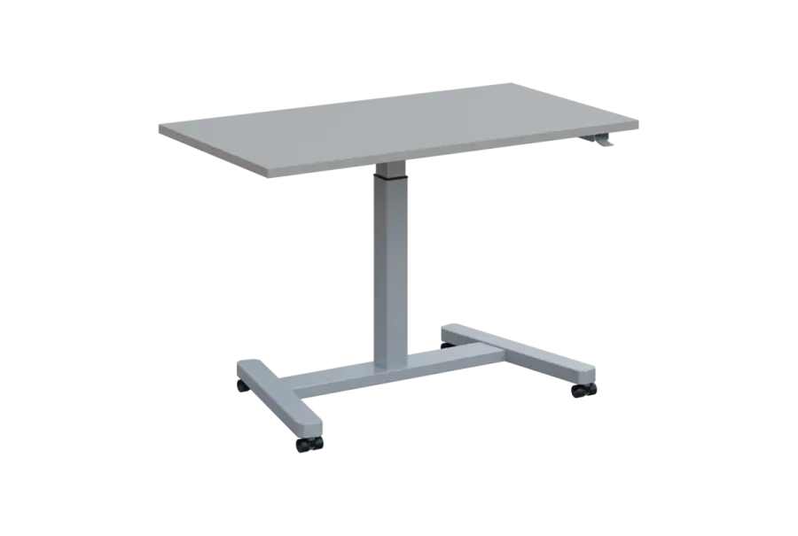 VARI MOBILE výškově nastavitelný stůl mobilní, kovová podnož stříbrná, deska 25 mm, široký 1200 mm, šedá