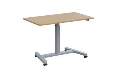 VARI MOBILE výškově nastavitelný stůl mobilní, kovová podnož stříbrná, deska 25 mm, široký 1200 mm, javor horský