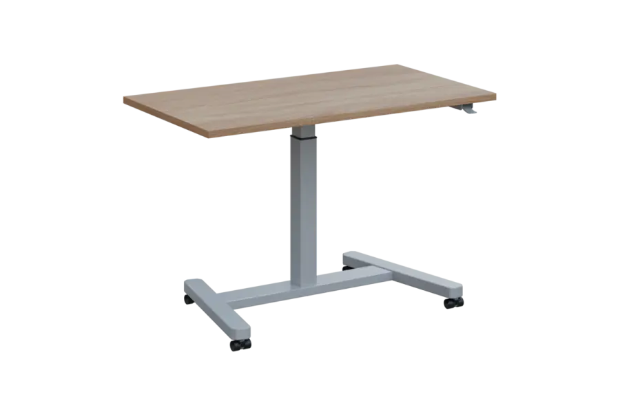VARI MOBILE výškově nastavitelný stůl mobilní, kovová podnož stříbrná, deska 25 mm, široký 1200 mm, dub bardolino