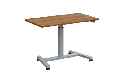 VARI MOBILE výškově nastavitelný stůl mobilní, kovová podnož stříbrná, deska 25 mm, široký 1200 mm, ořech světlý