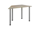 JLS 120/LAK Jednací stůl lichoběžníkový 1200/600 x 18 mm, deska dub bardolino / nohy stříbrné