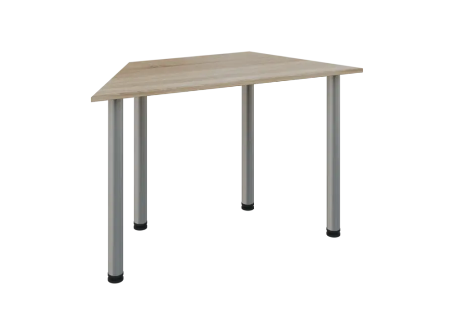 JLS 120/LAK Jednací stůl lichoběžníkový 1200/600 x 18 mm, deska dub bardolino / nohy stříbrné