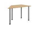 JLS 120/LAK Jednací stůl lichoběžníkový 1200/600 x 18 mm, deska javor horský / nohy stříbrné