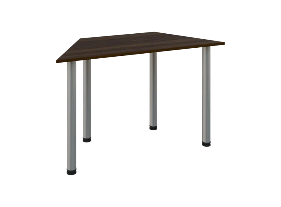 JLS 120/LAK Jednací stůl lichoběžníkový 1200/600 x 18 mm, deska ořech královský / nohy stříbrné