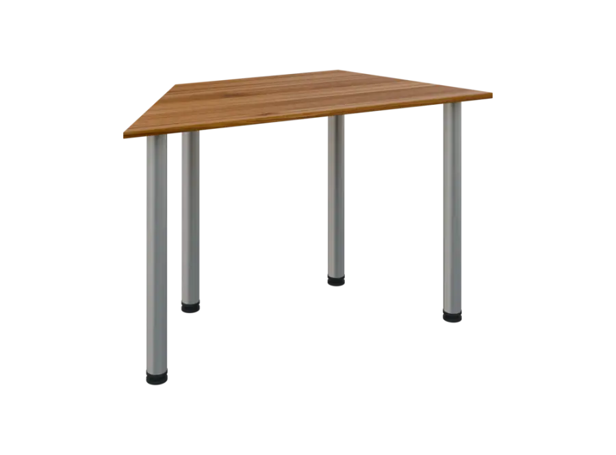 JLS 120/LAK Jednací stůl lichoběžníkový 1200/600 x 18 mm, deska ořech světlý / nohy stříbrné