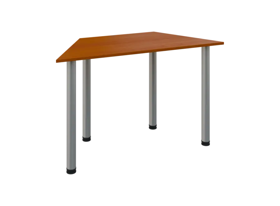 JLS 120/LAK Jednací stůl lichoběžníkový 1200/600 x 18 mm, deska třešeň šumavská / nohy stříbrné