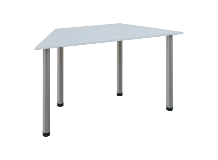 JLS 140/LAK Jednací stůl lichoběžníkový 1400/700 x 18 mm, deska bílá / nohy stříbrné