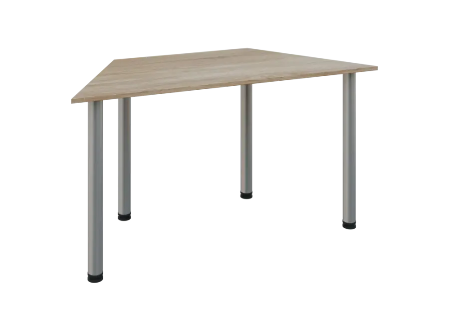 JLS 140/LAK Jednací stůl lichoběžníkový 1400/700 x 18 mm, deska dub bardolino / nohy stříbrné