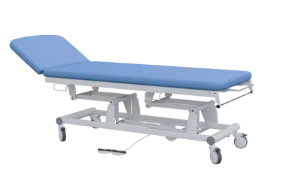 EUROMEDICA - 12 lehátko elektricky stavitelné, 2-segmentové s nožním ovladačem (2 motory), modré č. 7