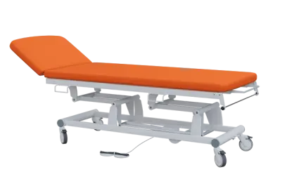 EUROMEDICA - 12 lehátko elektricky stavitelné, 2-segmentové s nožním ovladačem (2 motory), oranžové č. 17