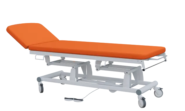 EUROMEDICA - 12 lehátko elektricky stavitelné, 2-segmentové s nožním ovladačem (2 motory), oranžové č. 17