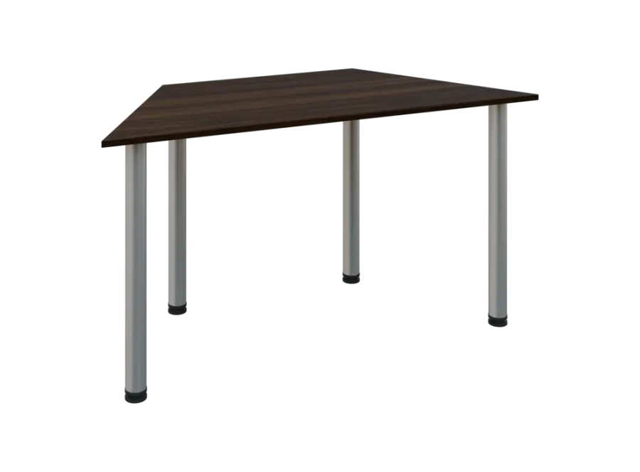 JLS 140/LAK Jednací stůl lichoběžníkový 1400/700 x 18 mm, deska ořech královský / nohy stříbrné