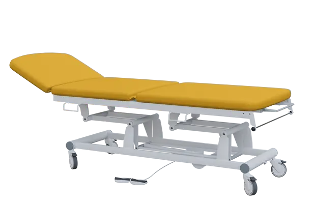 EUROMEDICA - 14 lehátko elektricky stavitelné, 3-segmentové s nožním ovladačem (2 motory), žluté č. 14