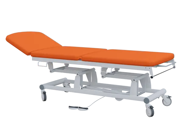 EUROMEDICA - 14 lehátko elektricky stavitelné, 3-segmentové s nožním ovladačem (2 motory), oranžové č. 17