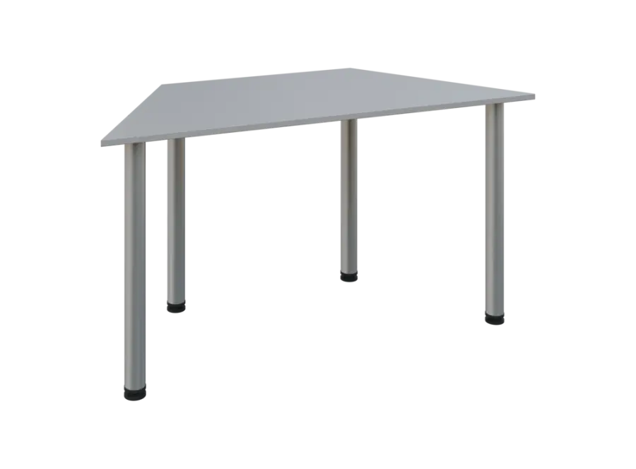 JLS 140/LAK Jednací stůl lichoběžníkový 1400/700 x 18 mm, deska šedá / nohy stříbrné