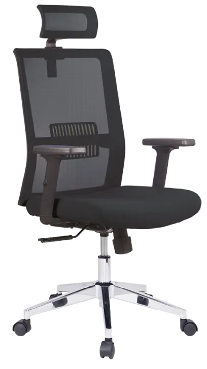 DAREN CR kancelářská židle s podhlavníkem, kříž chrom, černá