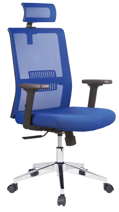 DAREN CR kancelářská židle s podhlavníkem, kříž chrom, modrá