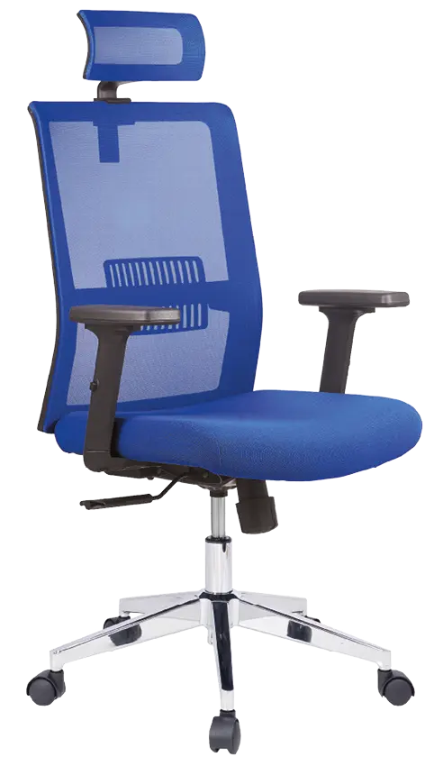 DAREN CR kancelářská židle s podhlavníkem, kříž chrom, modrá