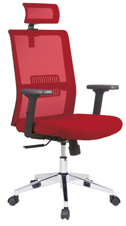 DAREN CR kancelářská židle s podhlavníkem, kříž chrom, červená