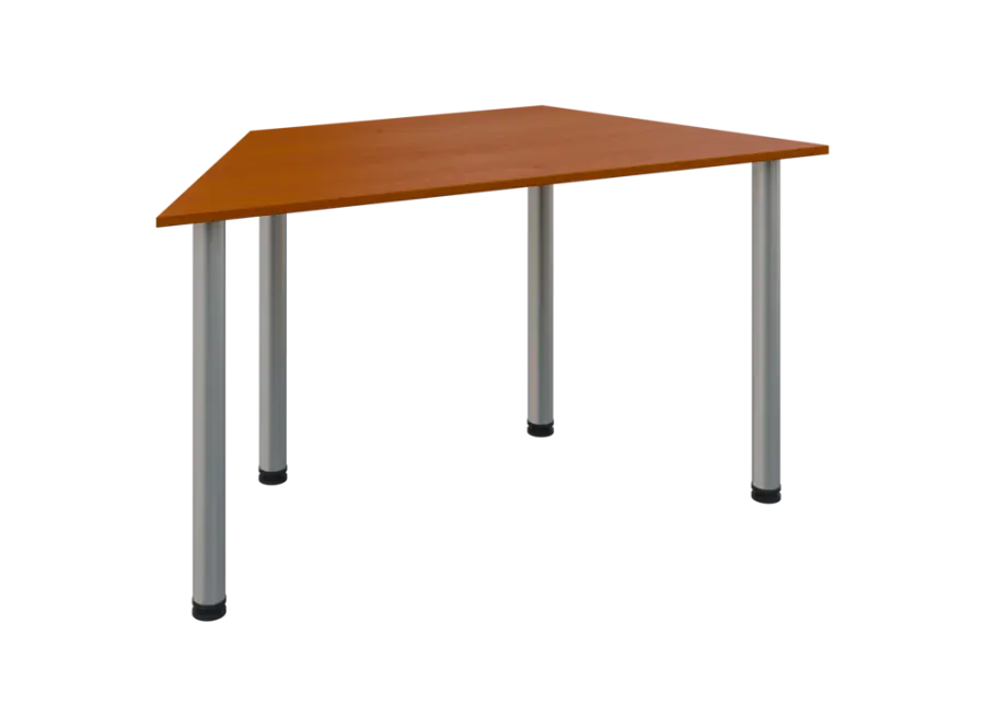 JLS 140/LAK Jednací stůl lichoběžníkový 1400/700 x 18 mm, deska třešeň šumavská / nohy stříbrné