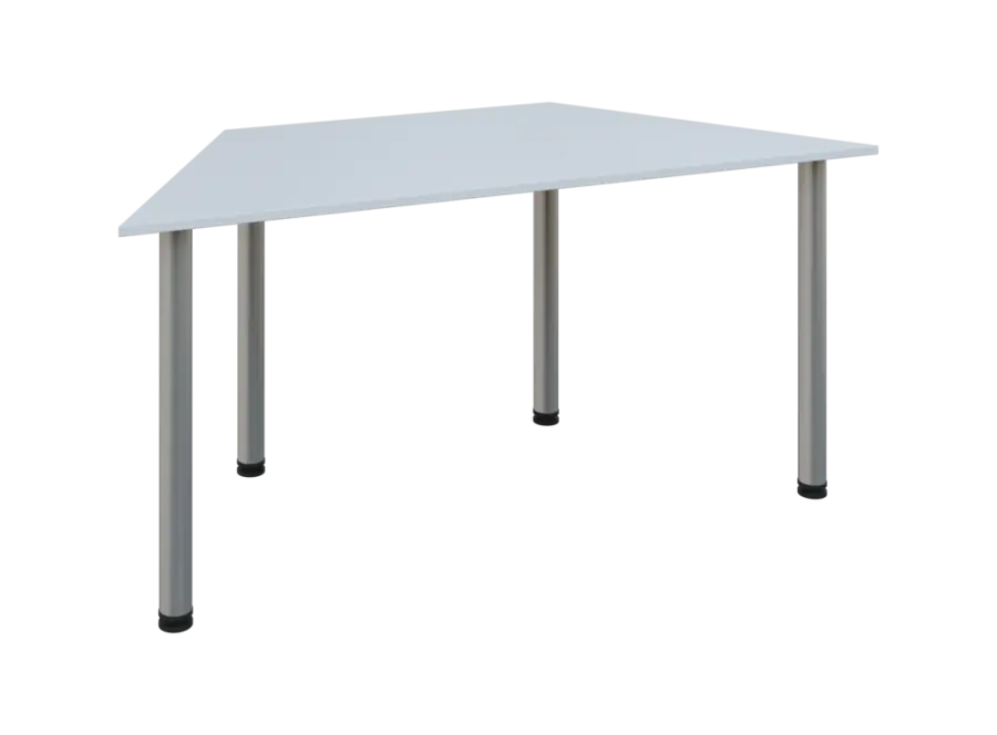 JLS 160/LAK Jednací stůl lichoběžníkový 1600/800 x 18 mm, deska bílá / nohy stříbrné