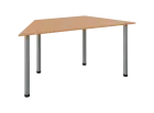 JLS 160/LAK Jednací stůl lichoběžníkový 1600/800 x 18 mm, deska buk Royal / nohy stříbrné