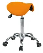 LZ 34 židle lékařská, kruh pro nohy, kříž chrom, ekokůže, mandarinková