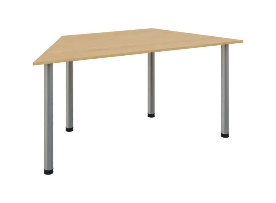 JLS 160/LAK Jednací stůl lichoběžníkový 1600/800 x 18 mm, deska javor horský / nohy stříbrné