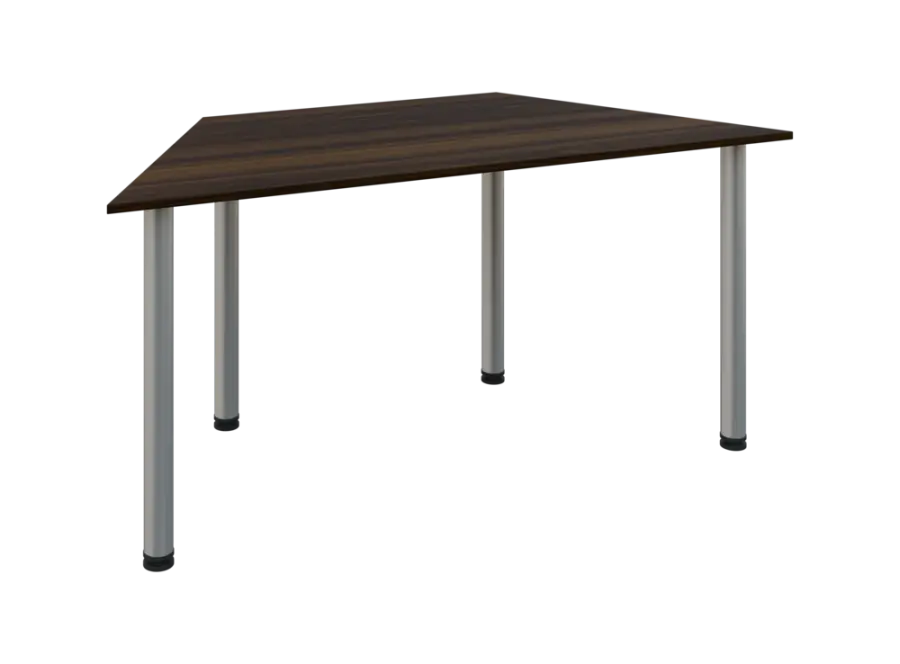 JLS 160/LAK Jednací stůl lichoběžníkový 1600/800 x 18 mm, deska ořech královský / nohy stříbrné